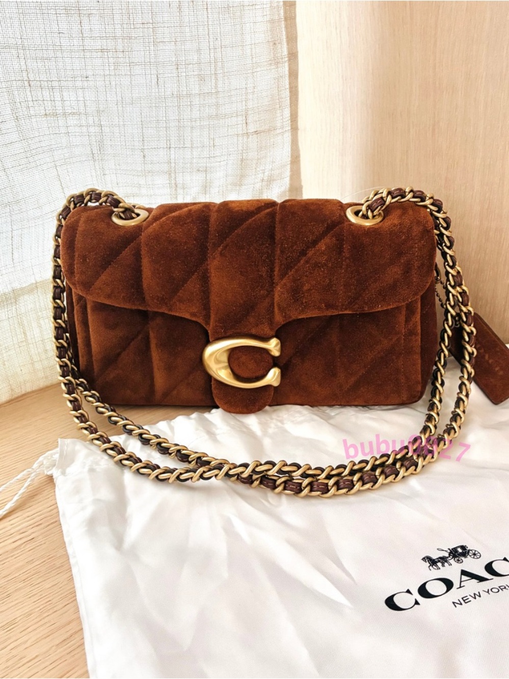 NWT❤️Coach Tabby Shoulder Bag 20 With Quilting Suede Warm Brown Crossbody CCK48